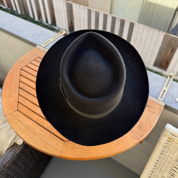 Dobbs Fifth Avenue Black Felt Fedora Hat With Ribbon Band & Bow - Picture 4 of 5